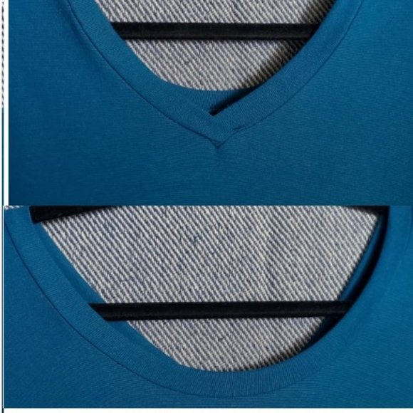 TS : Large - Blue/Dark Teal - Reversible V-Neck AND Scoop-Neck Long Sleeve - EUC - Picture 2 of 7